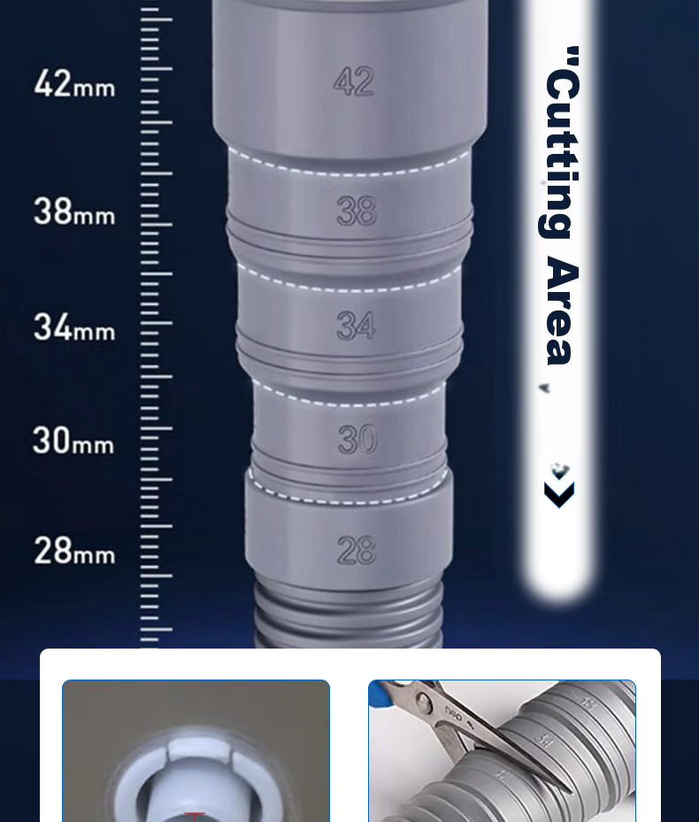 Lelandi Universal Washing Machine Drain Hose Extension Pipe, Outlet Pipe, Drainage Hose, Extended Flexible Hose for Fully Automatic Top-Loading And Front-Loading Washing Machines, 1 Meter with Adapter L5019 3
