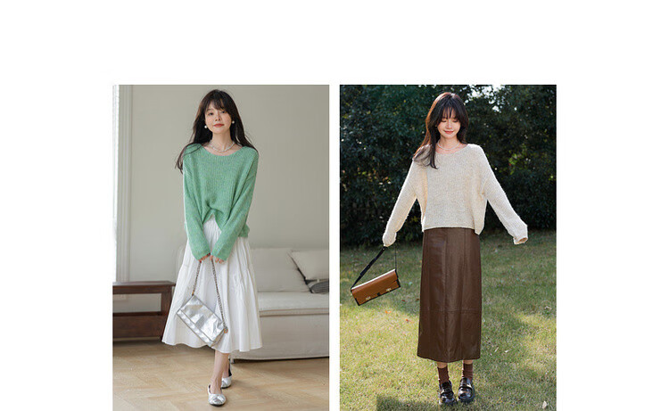 Mt [Containing Wool] Spring Mint Mambo Yarn Sweater, High-Elasticity, Concealing, Petite Women's Knit Top 2