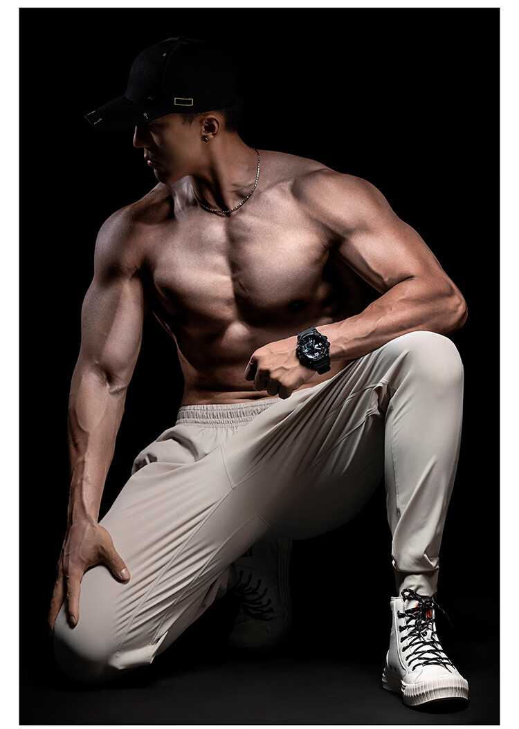 Monster Guardians Men's Sports Pants, Lightweight Breathable Slim-Fit Casual Trousers for Outdoor Running Training High-Elastic Ankle-Tied Pants, Black, L 6