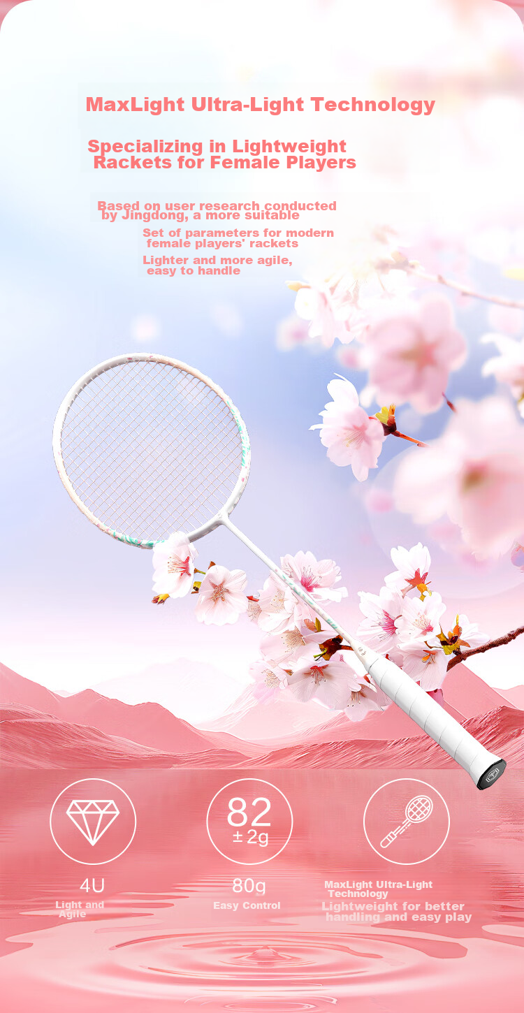 JD Original Full Carbon Badminton Racket, Balanced Blade Single Racket Liuying, Free Grip Tape Included 4