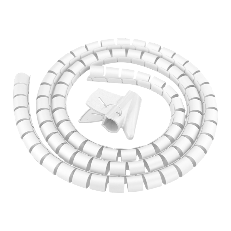 KELEPU Cable Organizer Tube 2m Diameter 22mm Wire Management Sleeve Cable Protector for Computer Car Power Cord with Cable Clips White