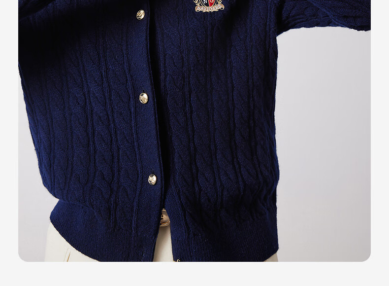 Navigare Italian Small Sailboat Autumn And Winter Women's All-Wool Jacket, Cable Knit Sweater Cardigan 2334094508 M 12