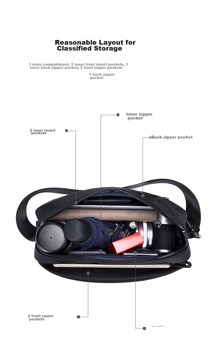 GOLF Shoulder Bag for Men, Crossbody Bag with Multiple Compartments, Can Hold IPad, Business Casual Water-Resistant Lightweight Fashionable Sports Messenger Bag 6
