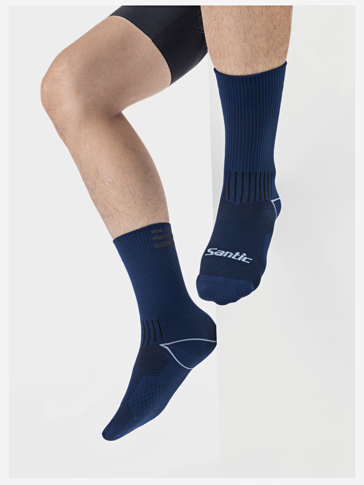 Santic Reflective Cycling Socks Breathable Sweat-Wicking Outdoor Sports Socks Qimen Black L/XL 10