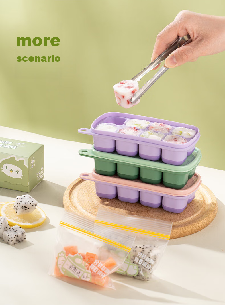 CAIZHI Baby Food Tray Set, Silicone Freezer Trays for Infant Food Storage, Green + Bags, 36 Pieces CZ6748 14