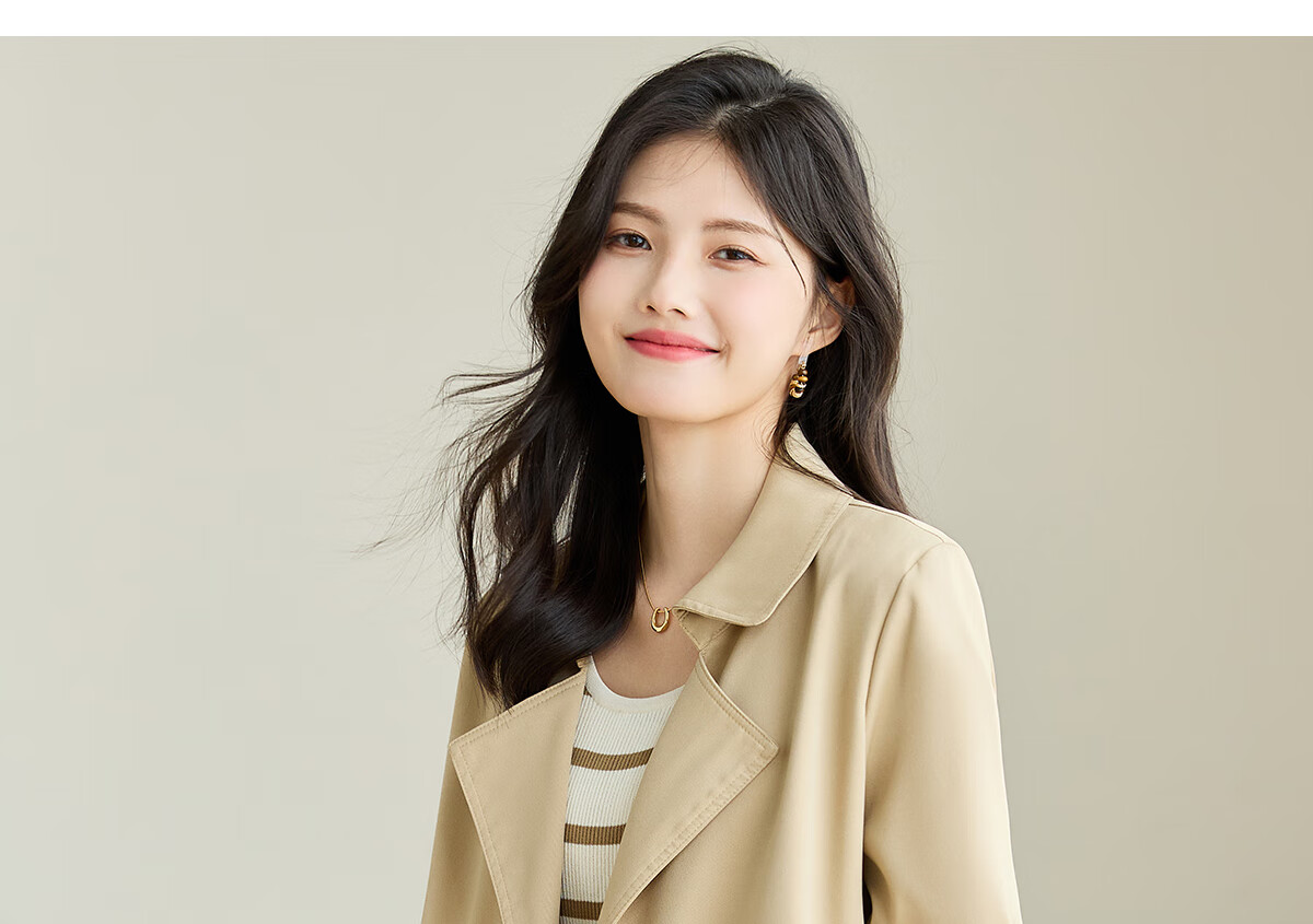 She Enjoy Casual Women's Mid-Length Trench Coat Blazer Collar Fashion Simple Jacket T13KF7478 11