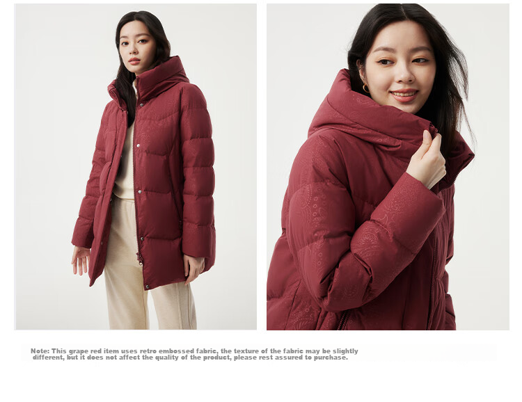Tanboer Mid-Length Comfortable Thickened Warm Down Jacket for Middle-Aged and Elderly Women 510506Z Jinluo Red Size 170 17