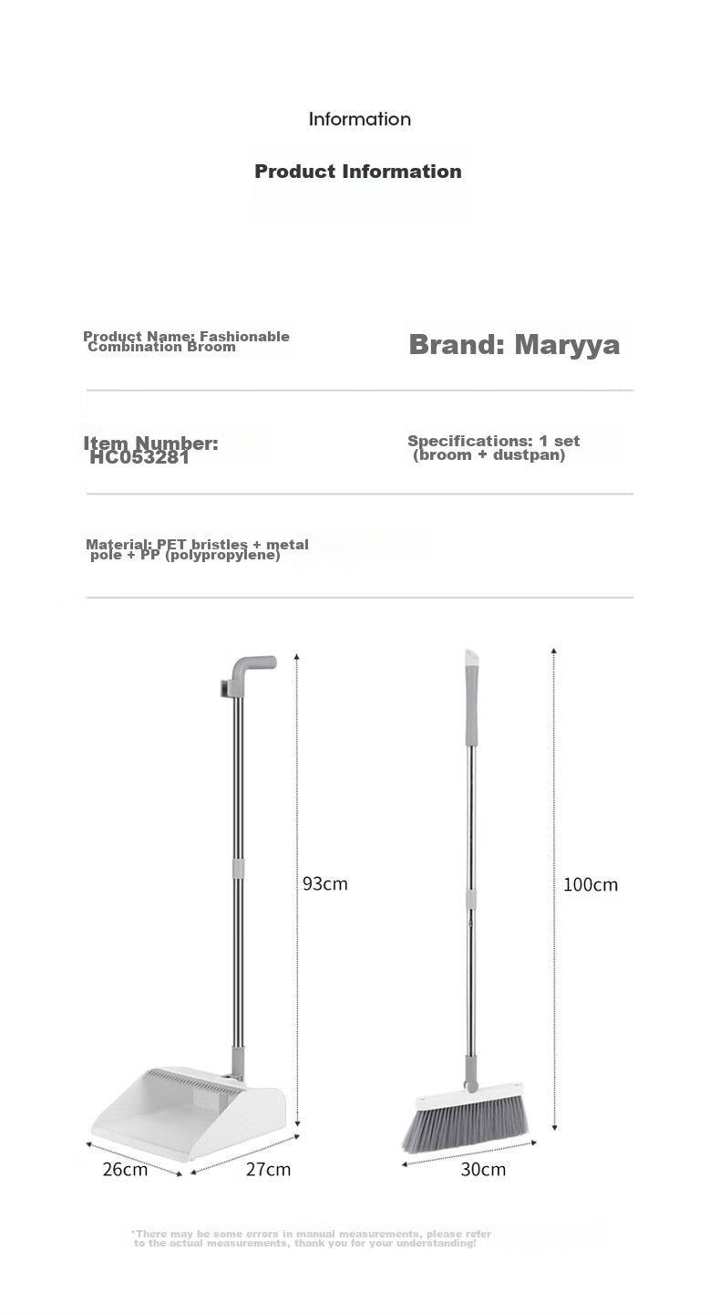 MARYYA Broom Set with Dustpan, Foldable for Home Use, Windproof Comb-Shaped Broom 5