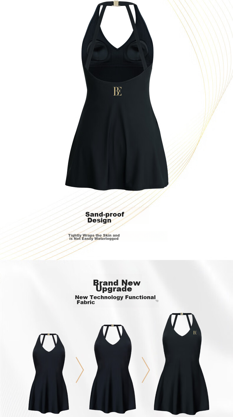 BALNEAIRE [Jiang Shuying's Choice], Little Black Dress Series One-Piece Swimsuit for Women, Elegant And High-End Feel for Hot Springs Resort, 61598 M 6