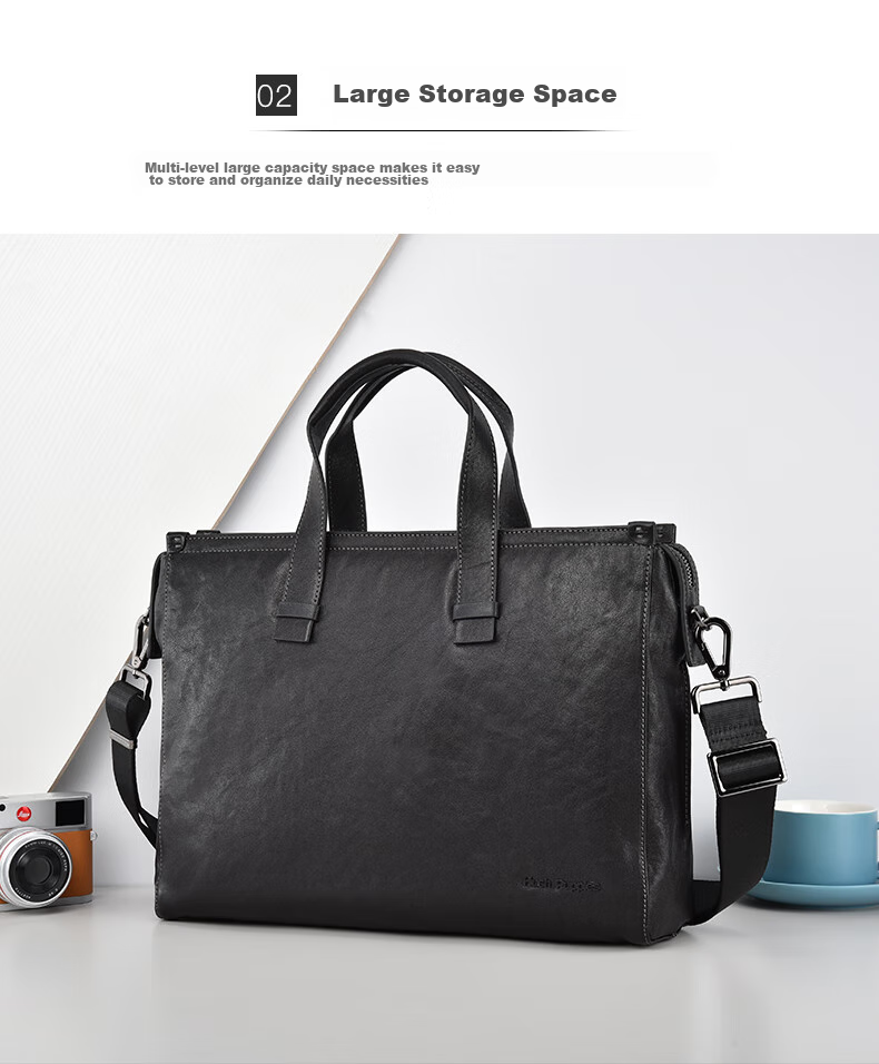Hush Puppies Briefcase, Men's Handbag, Genuine Leather, Business Large Capacity Laptop Bag, 14 Inches, Gift for Boyfriend 5