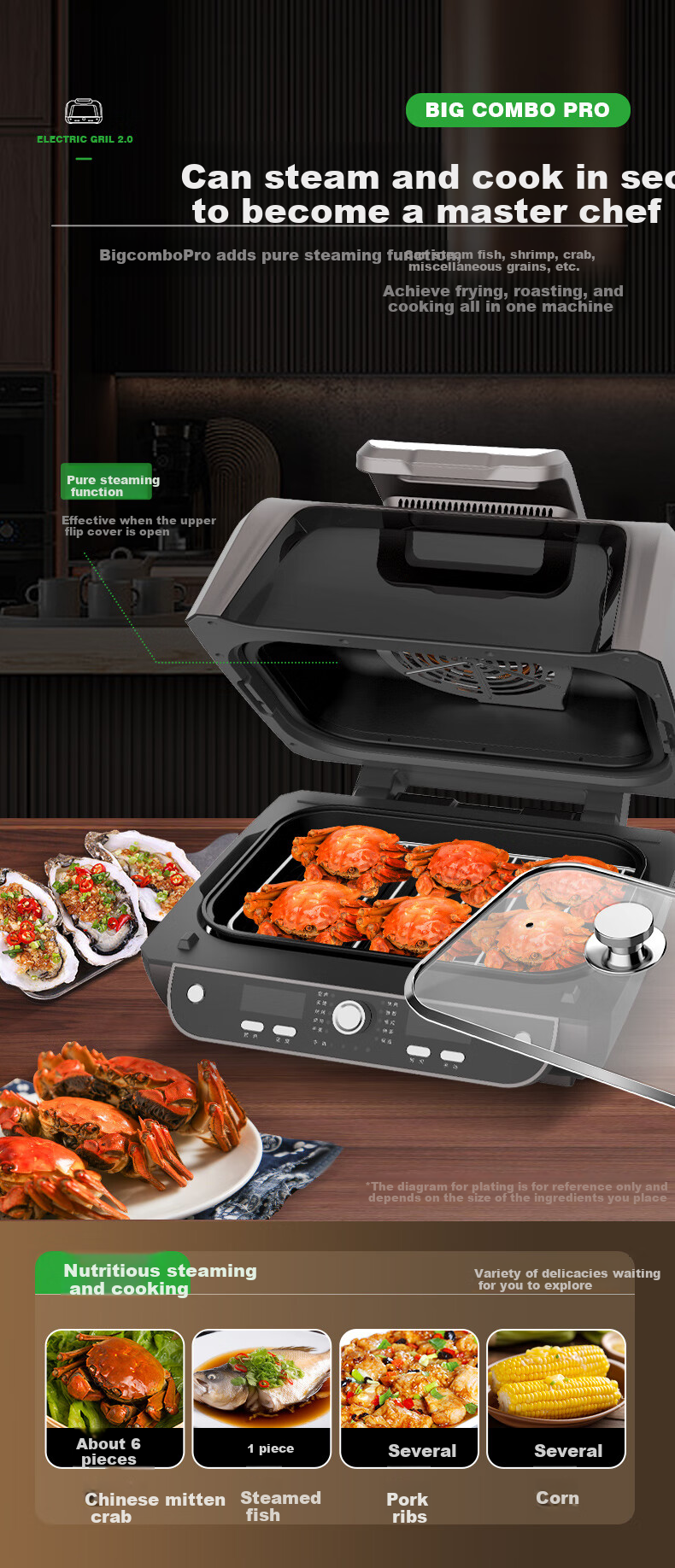 Hamilton Beach BC Steak Machine Air Fryer, Multifunctional Food Processor, No-Flip Oil-Free Cooking, Transparent Visible Food Pot 6L Large Capacity AF06202 6