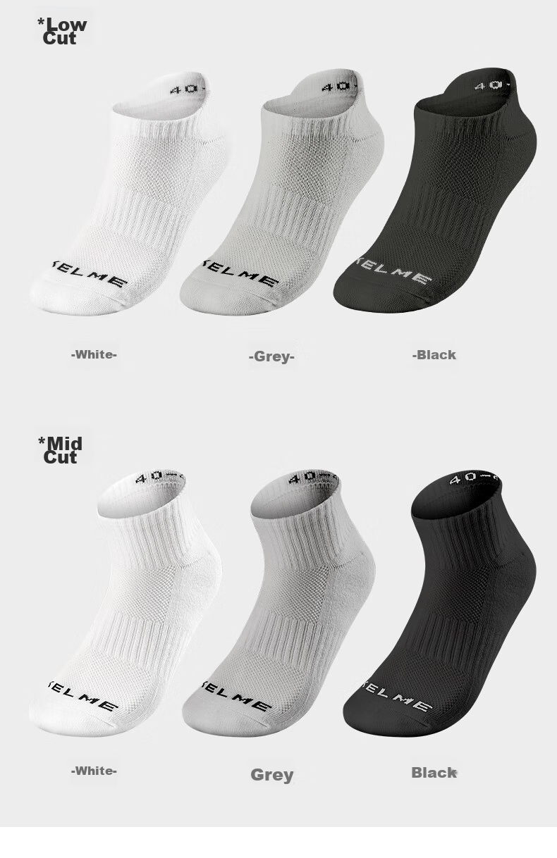 KELME Sports Socks (3 Pairs), Autumn And Winter Warm Sweat-Absorbing Mid-Calf Socks, for Basketball, Badminton, Running, Breathable Casual Socks 8