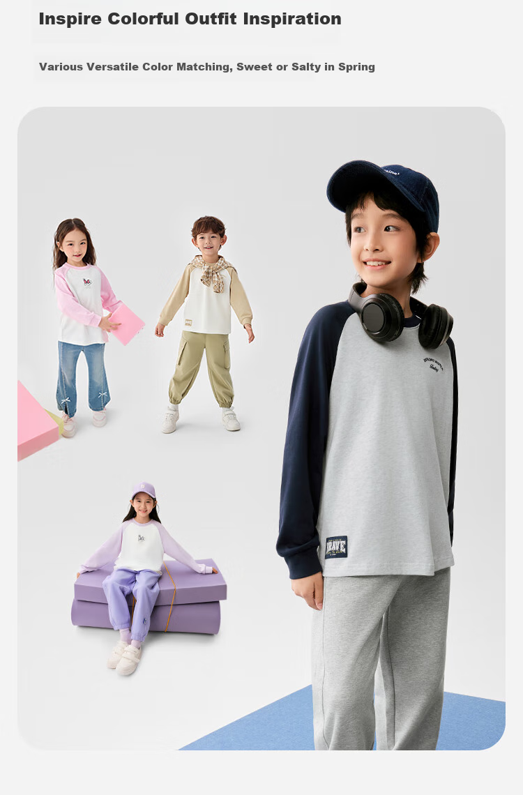 BALABALA Children's Long-Sleeve T-Shirt for Boys And Girls, Spring 2025 Undershirt [Same As In-Store], 202125100203 2