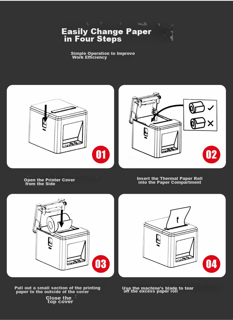 Haoshun (Hysoon) HS-58502 58mm Thermal Receipt Printer, Computer USB Printing, Automatic Order Printing for Restaurants, Supermarkets, Retail, And Takeout 5