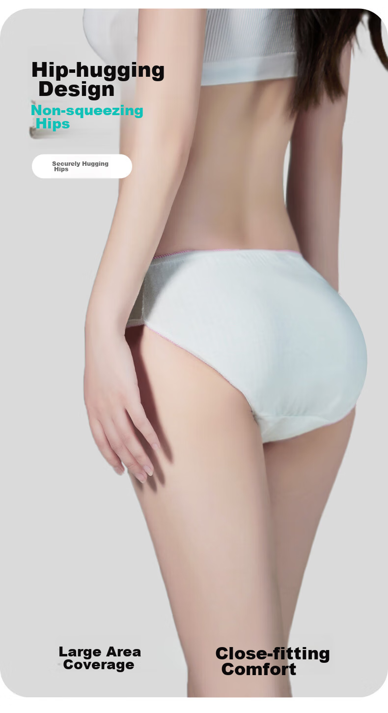 NOLANSEND Disposable Women's Underwear, 100% Pure Cotton, Travel Military Training Portable, Maternity No-Wash Non-Sterilized, 5-Pack, Size L 5