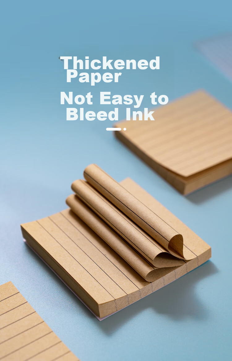 NVV Kraft Paper Sticky Notes, 400 Sheets in Total, Label Stickers, Adhesive Horizontal Lines, Memo Pad, Message Paper, Memo Pads, Office Supplies, Kraft Horizontal Striped Version, 5-Pack BL-11 6