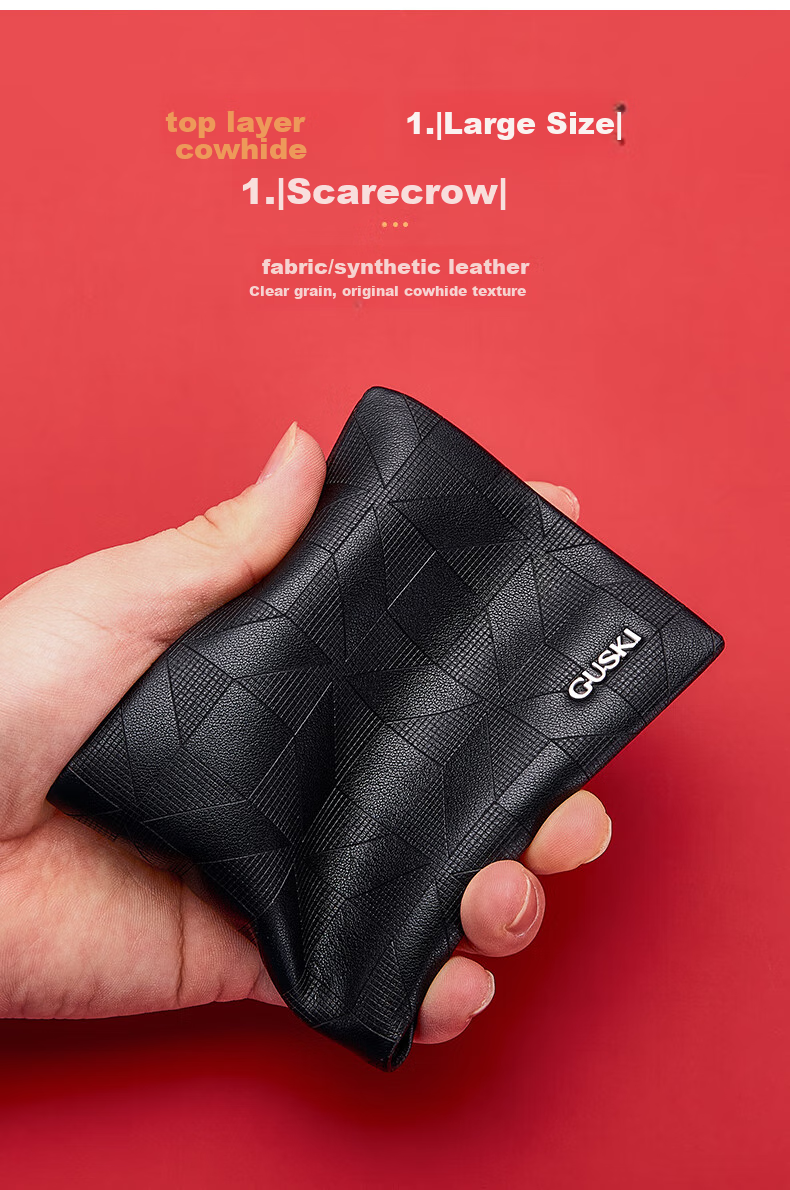 GUSKI Brand Men's Wallet, Short Genuine Leather Billfold Gift Box, Top-Grain Cowhide, Birthday Gift for Boyfriend Or Husband 5