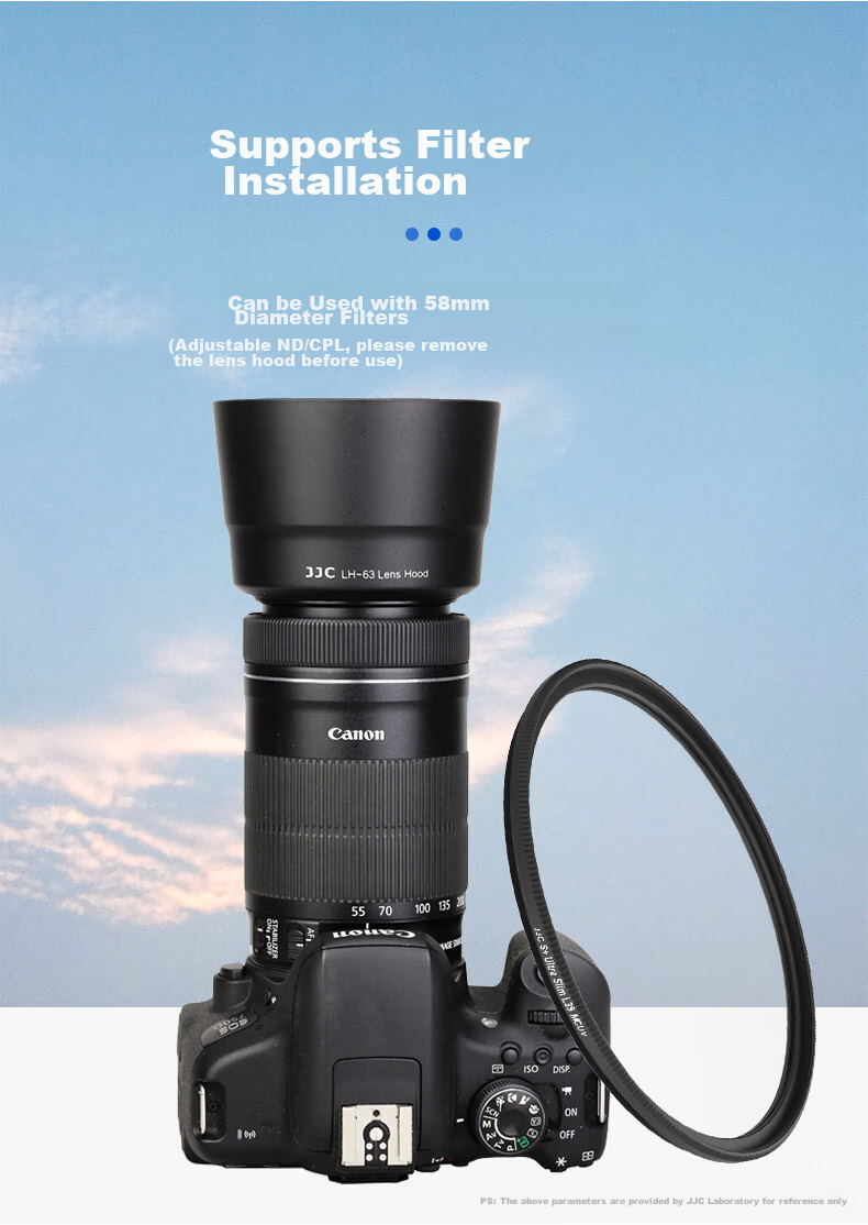 JJC Lens Hood for Canon EF-S 55-250 IS STM, 58mm Lens, Compatible with 80D, 90D, 200D II, 700D, 800D DSLR Cameras, Accessory ET-63 5