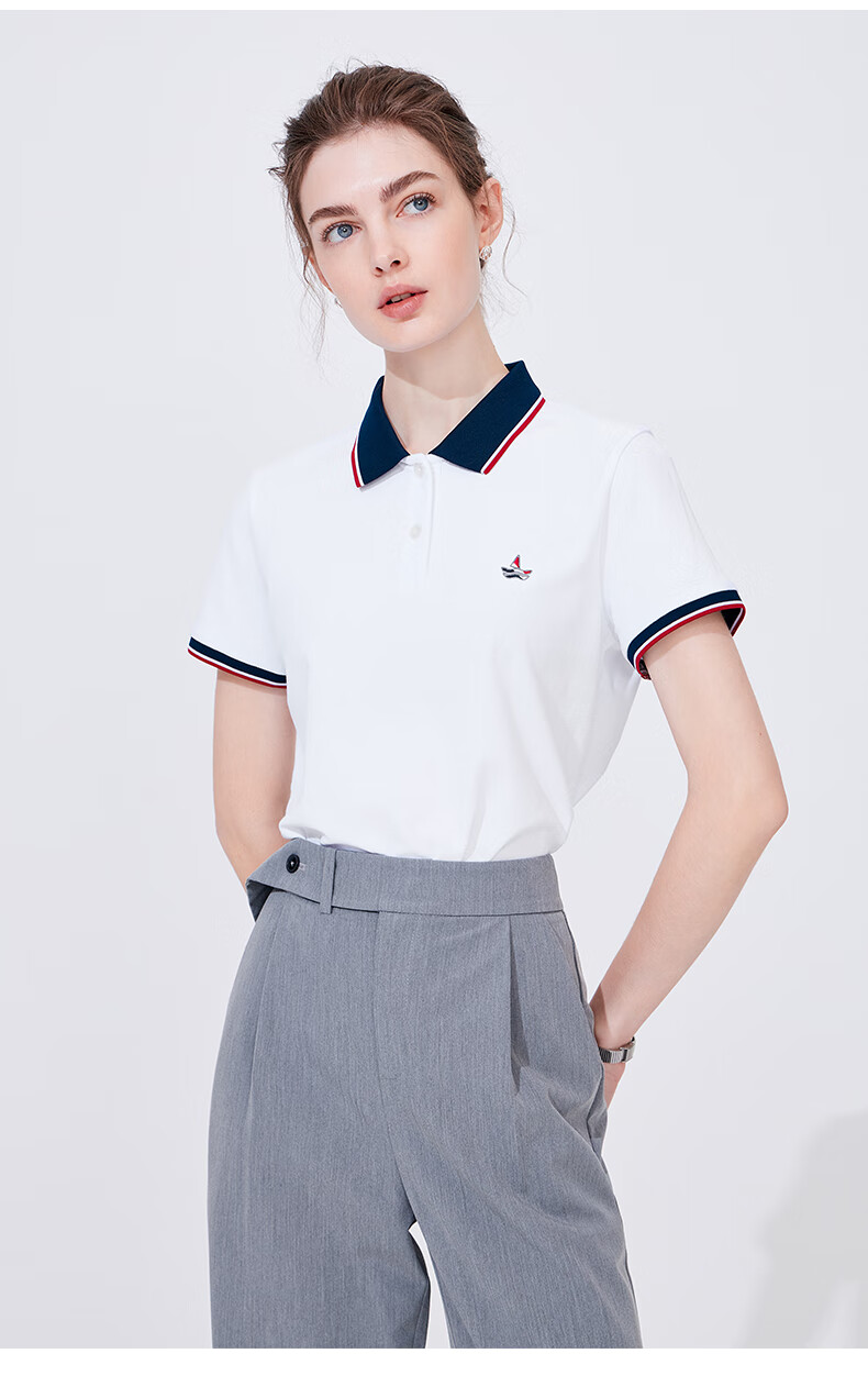 Navigare Women's Slim-Fit Lightweight Short-Sleeve Polo Collar T-Shirt, Casual Commuter Top, 2325524506 4