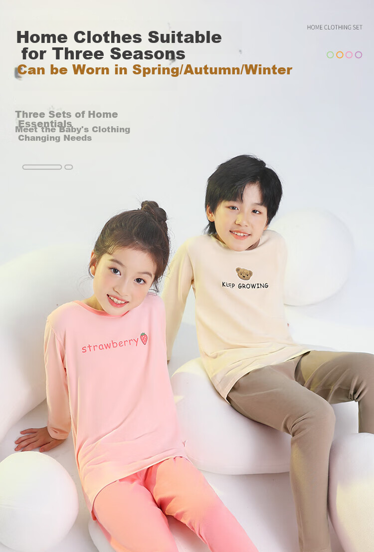 YUZHAOLIN Children's Thermal Underwear Set, Boys And Girls Cotton Pajamas Base Layer Autumn Clothes And Pants Set, Deer Pattern, Size 150 5