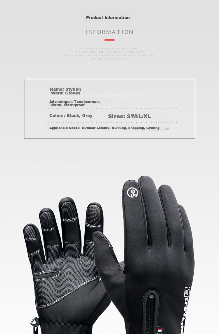 BWNK Outdoor Waterproof Gloves, Winter Zipper Touchscreen Gloves for Men And Women, Windproof Warm Fleece-Lined Gloves for Hiking And Skiing 8