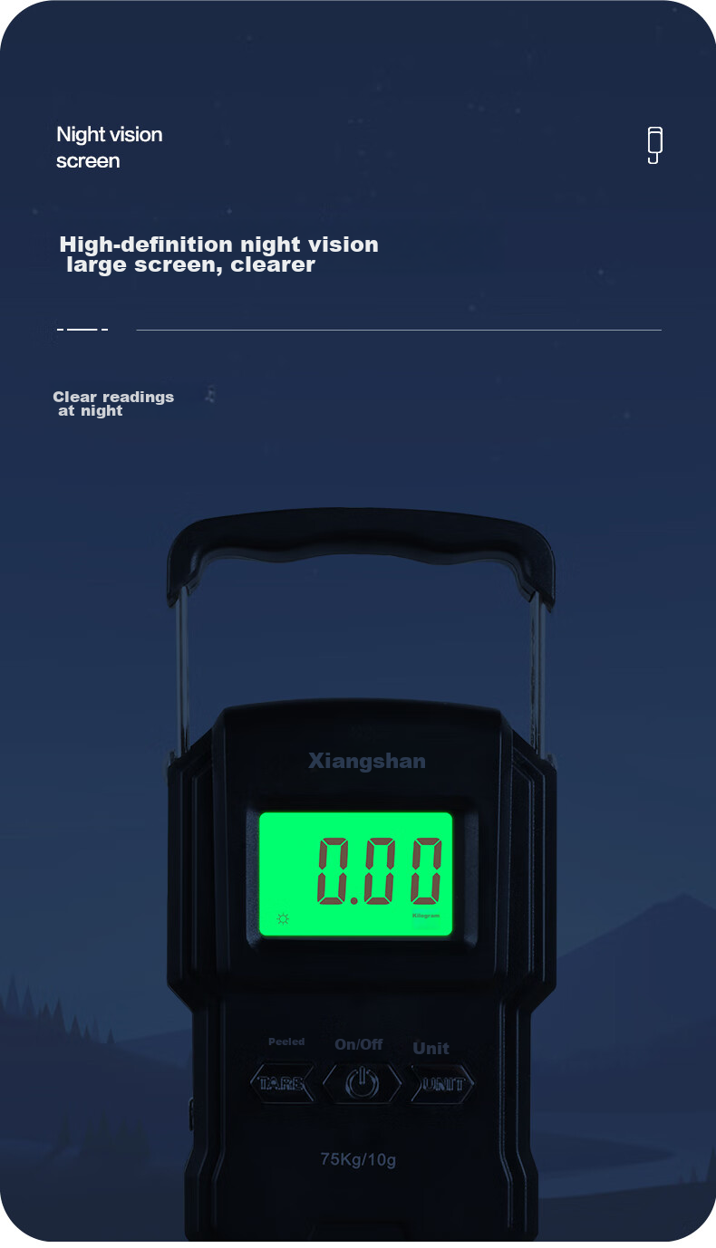 Xiangshan Portable Electronic Scale High-Precision Luggage Scale 60kg Black Type-C Rechargeable 16