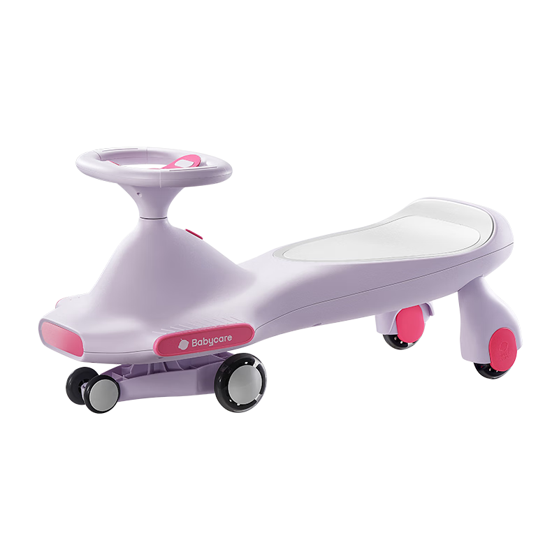 Babycare Children's Twist Car Anti-Rollover Toy Scooter for Adults to Sit on, Baby Gift for Ages 3-6, Light-Up Purple Model