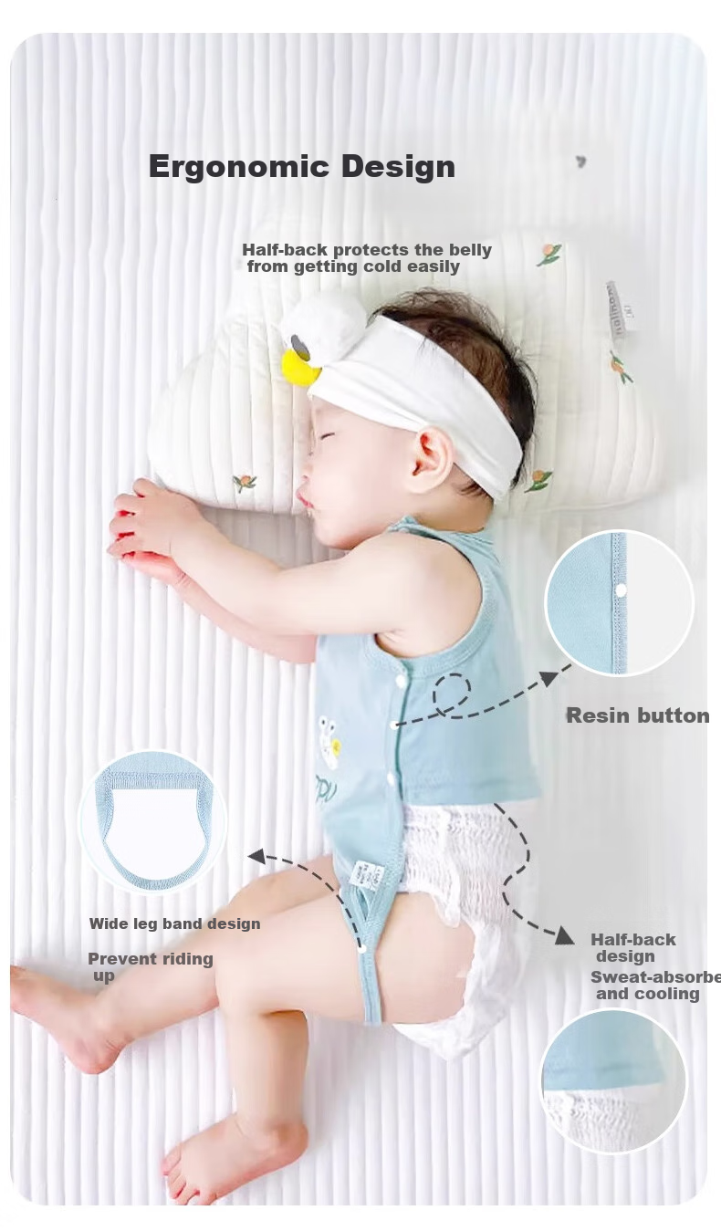 Aibaoshi Baby Belly Cover, Summer Pure Cotton Class A Newborn Onesie, Tummy Protection, Cold Prevention Vest, Lion Pattern, 73cm, T165 3