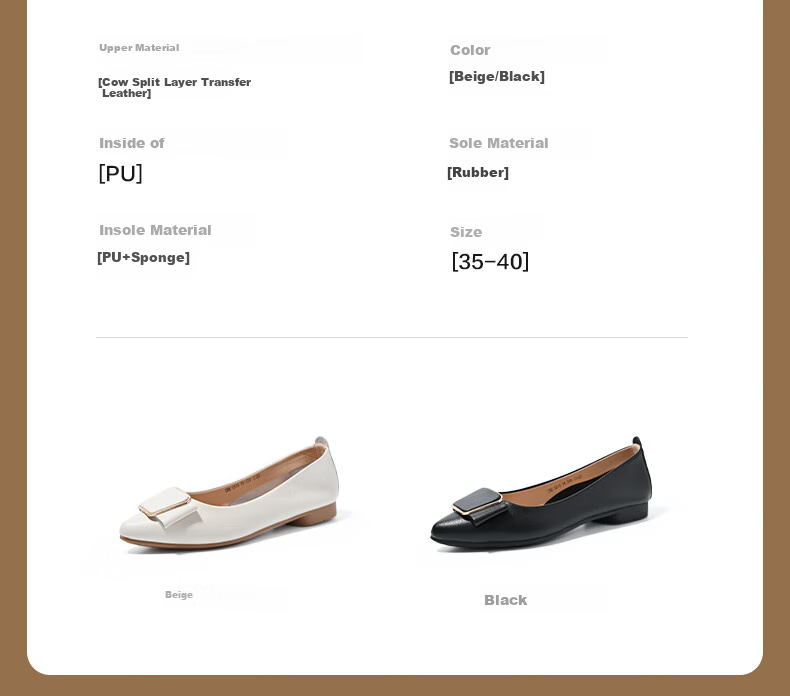 ZHR Women's Single Shoes, Genuine Leather, Elegant Commuter Style, Simple Casual Flat Comfortable Non-Tiring Work Shoes for Wome 5