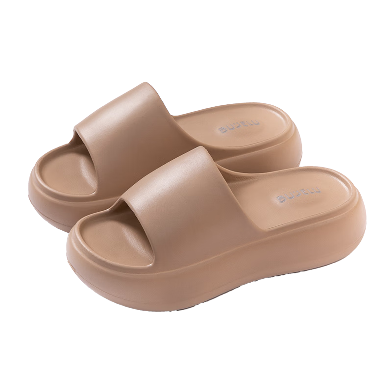 Jiayi Unisex Summer Home Slippers Thick Sole Soft Elastic Cool Slippers Indoor Bathroom Slippers Camel Color Size 39-40 JY2515