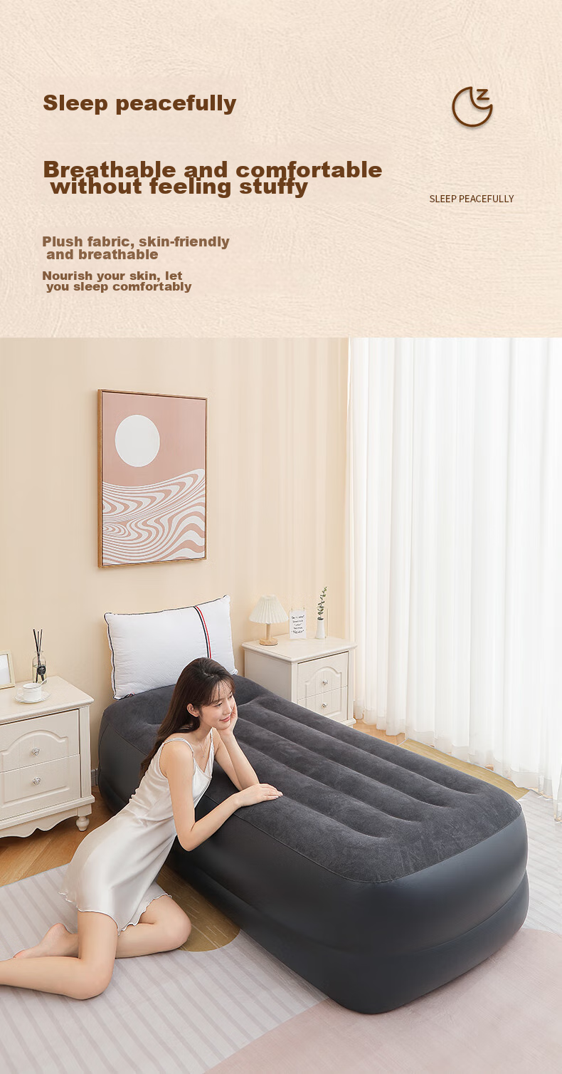 INTEX Built-In Electric Pump Inflatable Bed with Pillow, Single Automatic Air-Filling Mattress, Double-Layer Luxury Thickened And Heightened 64122 6
