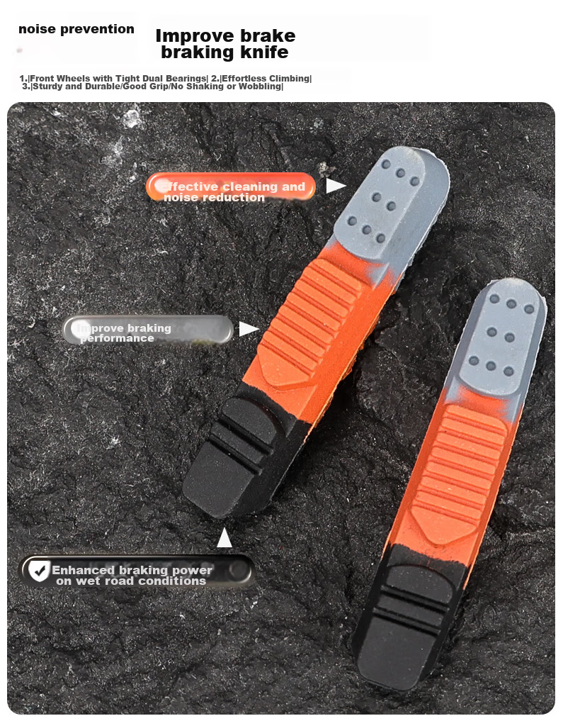 LEBYCLE Road Bicycle Brake Pads, C Brake Caliper, V Brake Disc, Brake Pads, Brake Shoes, Brake Blocks Accessories, Aluminum Rims Suitable 3