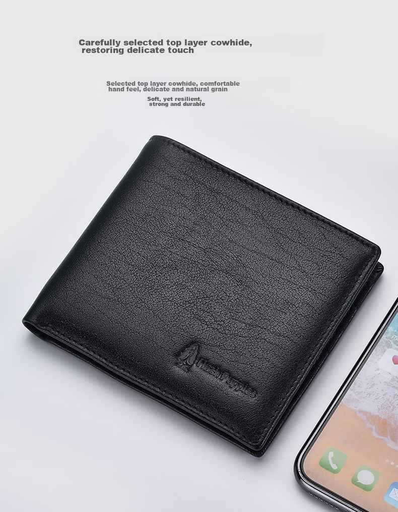Hush Puppies Wallet, Men's Leather Short Casual Purse, Driver's License Holder, Ticket Holder, Birthday Gift 3