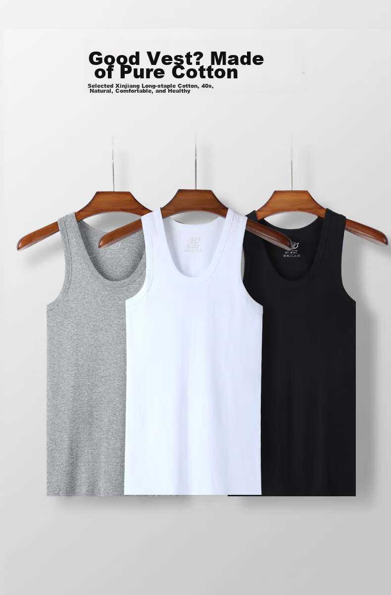 LangSha Pure Cotton Tank Top for Men, Summer Lightweight Sleeveless Casual Sports Sweat-Wicking Breathable Undershirt 6