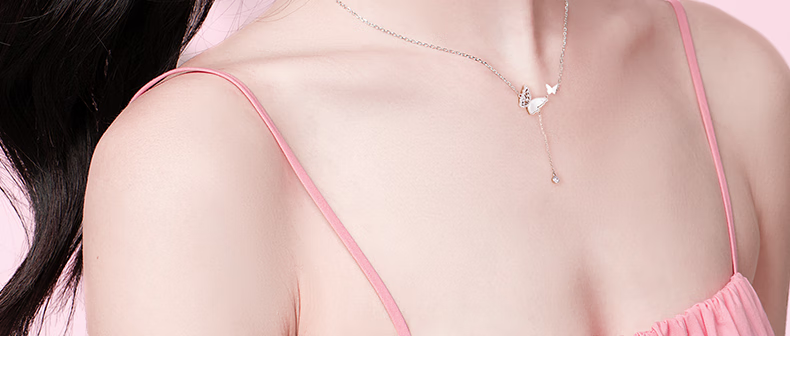 Fanci Light And Shadow Butterfly Necklace for Women, Silver Bracelet, Luxurious High-End Birthday Gift for Girls, Necklace + Bracelet Set 11
