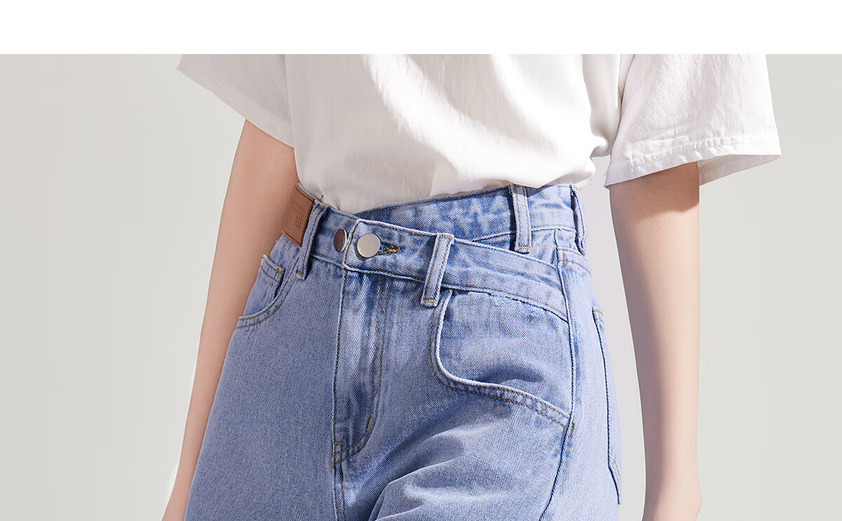 Halo Queen Women's Denim Shorts, Summer A-Line, Contrasting Colors, Slimming, Retro Hot Pants, High-Waisted, Leg-Lengthening, H52N030 31