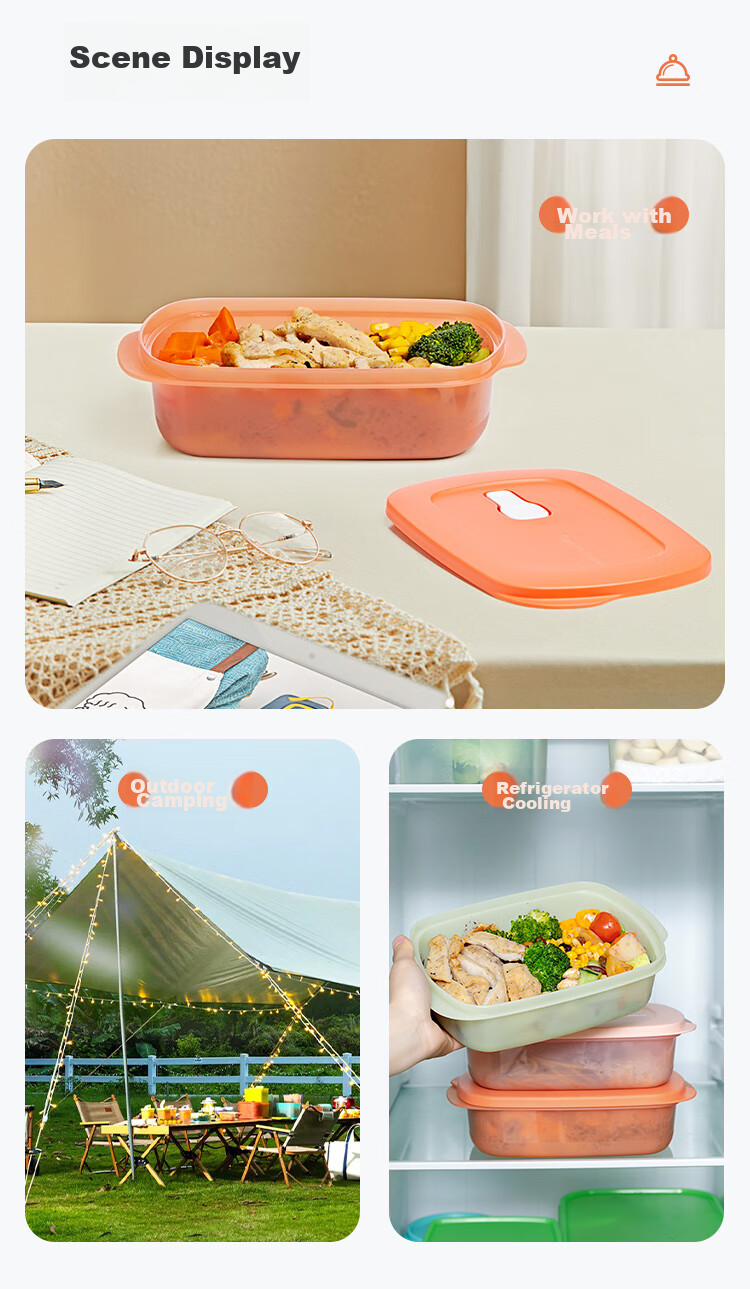 Tupperware Rectangular Lunch Box 1L Microwaveable Portable Sealed Bento Box for Students and Office Workers Macaron Blue 13