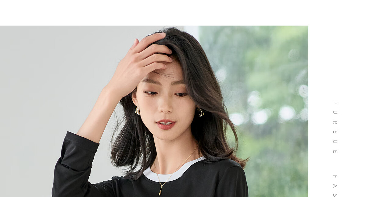 Chushen Women's Spring and Autumn Long Sleeve T-Shirt Pure Cotton Basic Loose Letter Print Crew Neck Top S143T2013 11
