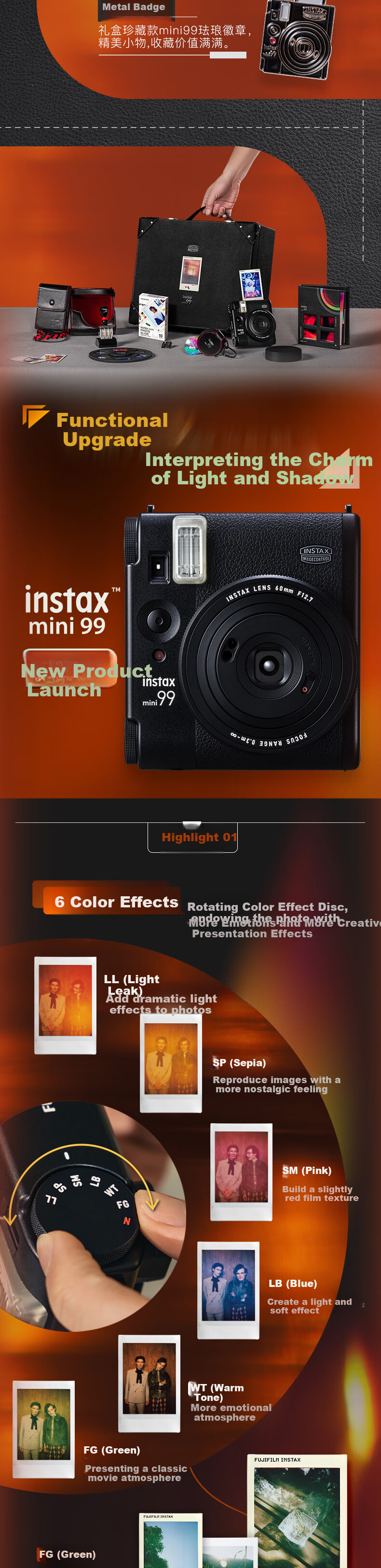 INSTAX Fuji INSTAX Instant Camera, Mini99 Radiant Flow Gift Box Set 5