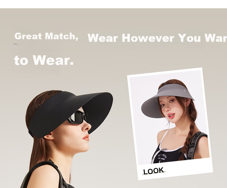 CACUSS Sun Hat for Women, Summer UV Protection Cap with Wide Brim, Ice Silk Visorless Sports Hat for Men And Women, Breathable Large Head Circumference, Gray 19