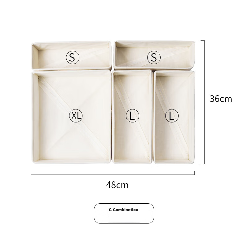 Jicang Fabric Storage Box, Drawer-Style Compartment Organizer, Underwear And Sock Storage Container, Home Organization Box, Beige Polyester Cotton Storage Bi