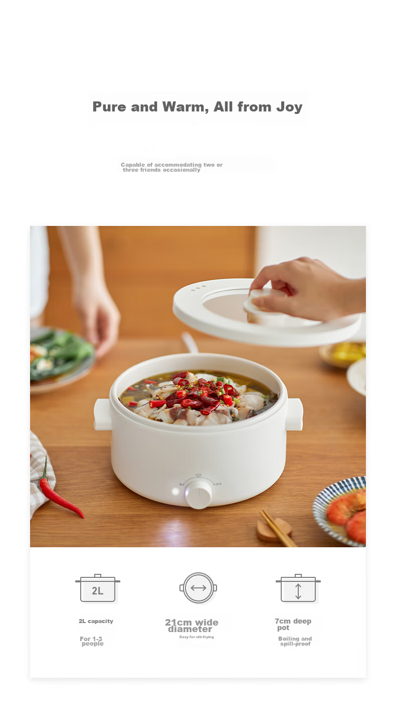 Olayks Instant Electric Cooking Pot, Small Electric Hot Pot for Dormitory, Multi-Functional Pot for Steaming, Boiling, Frying And Stir-Frying All-In Electric Hot Pot, 2L 11
