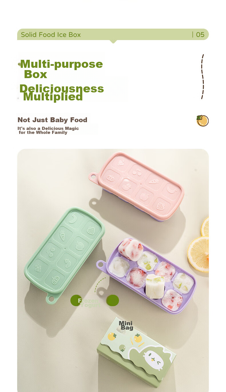 CAIZHI Baby Food Tray Set, Silicone Freezer Trays for Infant Food Storage, Green + Bags, 36 Pieces CZ6748 8