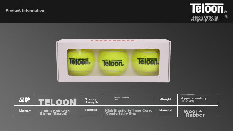 Teloon Tennis Ball Machine with String, Single Player Training Rebound Trainer T818C-3 Three-Ball Set 1