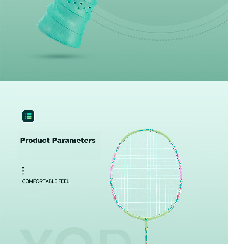 Yodiman Badminton Racket, Full Carbon Ultra-Light 8U Training Racket, Single Racket in Fresh Green (Pre-Strung 25 Lbs) 13
