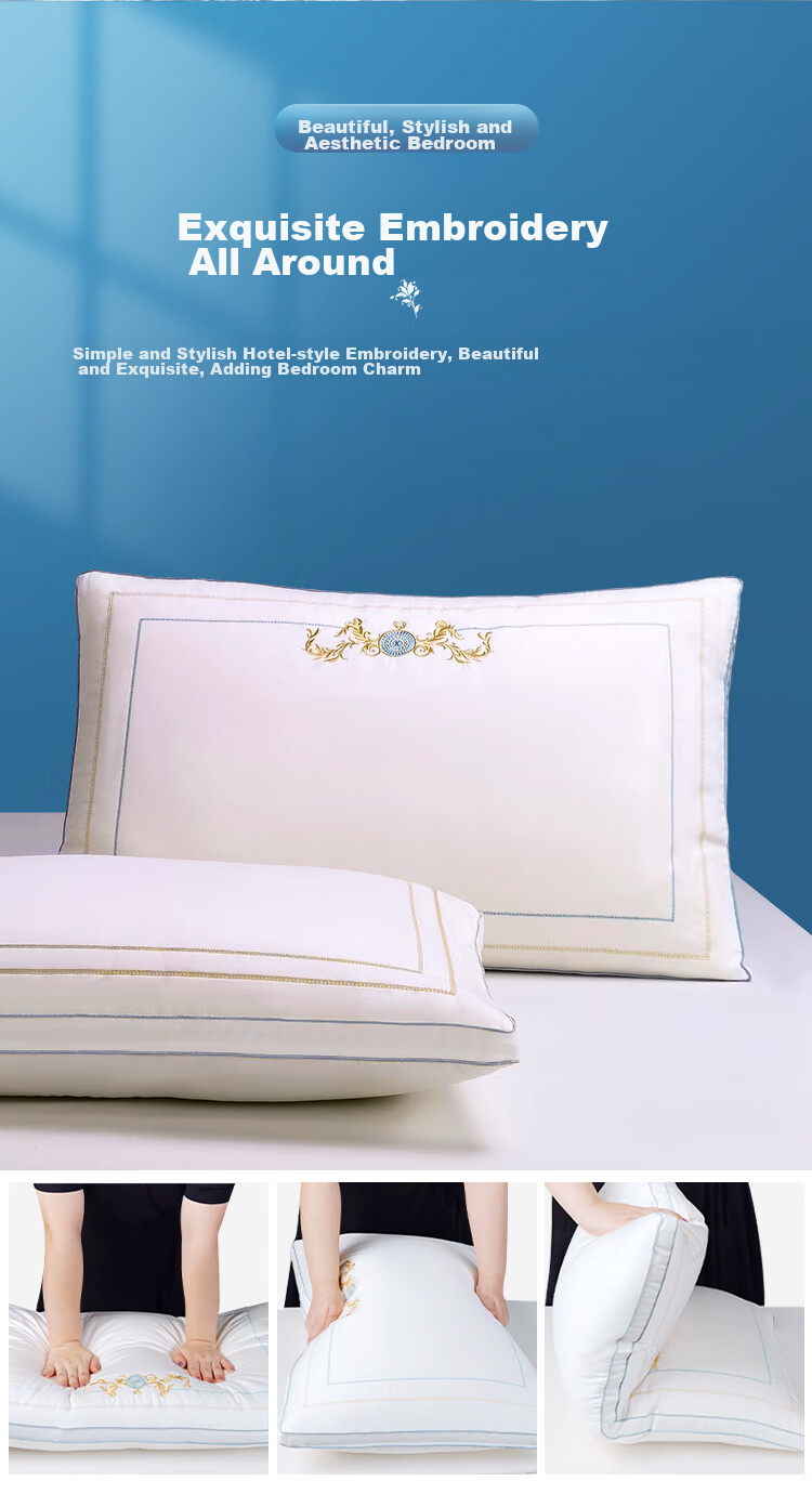 FUANNA Partition Pillow, Pure Cotton Cervical Pillow, Adult Sleeping Hotel Pillow Core, Upgraded Soybean Breathable Double Pillow, 66*43cm 11