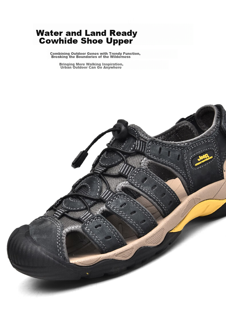 Jeep Men's Outdoor Breathable Beach Sandals, Closed-Toe Water Shoes with Holes, Non-Slip Hiking Casual River Tracing Shoes 5
