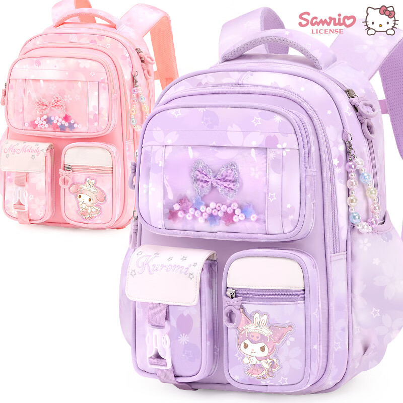 Школьный рюкзак Hello Kitty 96652C Kuromi Purple для девочек 3-6 классов, защита позвоночника, снижение нагрузки, полиэстер