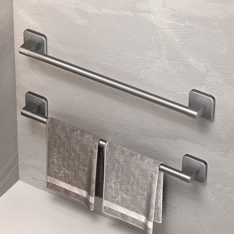 Huxiansen Bathroom Towel Rack, Single Bar, No Drilling Required, Bathroom Accessories, Towel Holder, Storage Rack, Toilet And Bathroom Hardware, Wall-Mounted 3