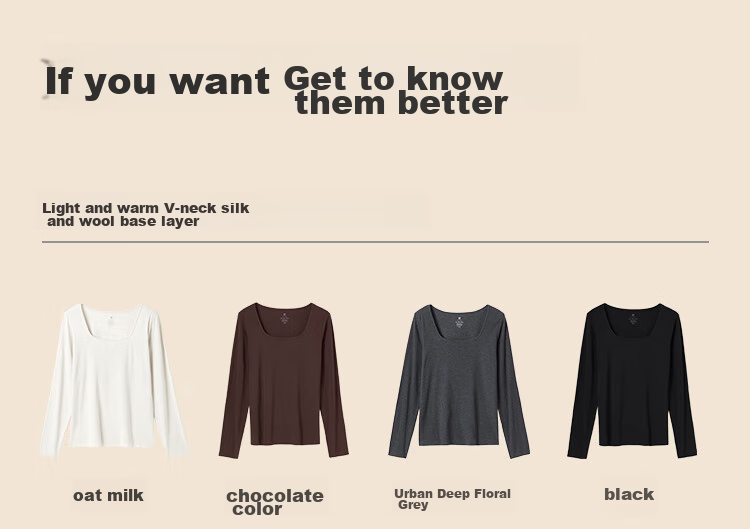 Ubras Liu Wen's Style Thermal Underwear for Women, Silk Blend with Wool Base Layer, Inner Wear, Autumn Top 17